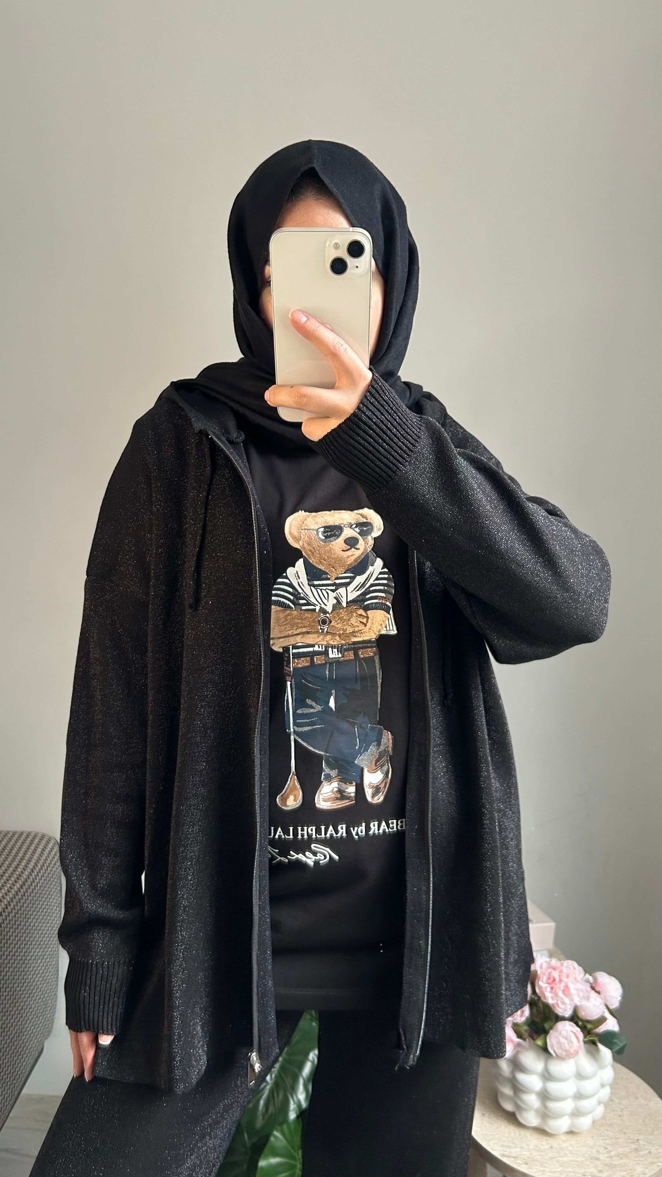 İTHAL SİYAH TİŞÖRT - TEDDY BEAR
